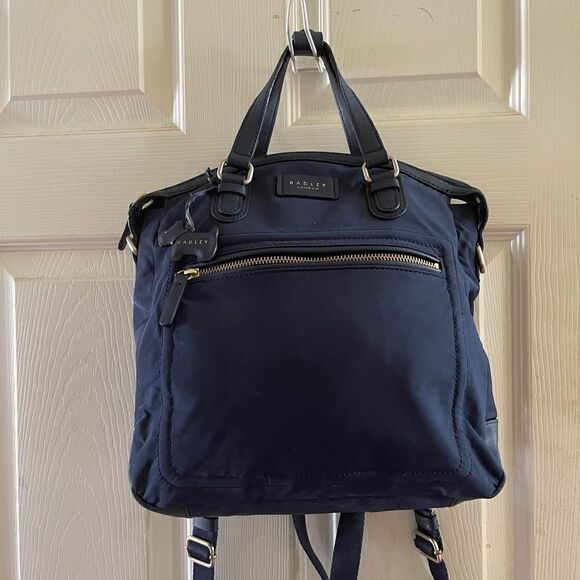 Radley London Navy Blue Nylon Spring Park  medium Backpack gold tone h… - Picture 7 of 12